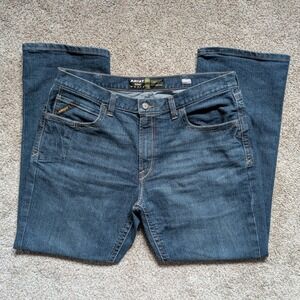 Ariat Rebar M5 Jeans Mens 38x32 Blue Dark Wash Straight Leg Work Western Denim